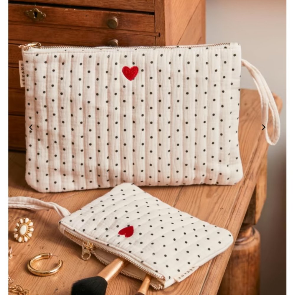 NWT Sezane heart wristlet pouch